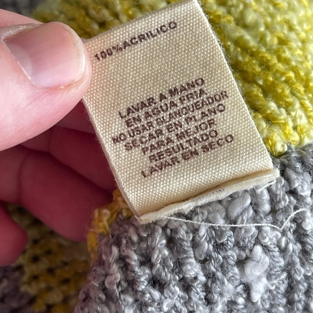 Hem & Thread Gray and Yellow Open Knit Scoop-Neck Pullover - Picture 5 of 5
